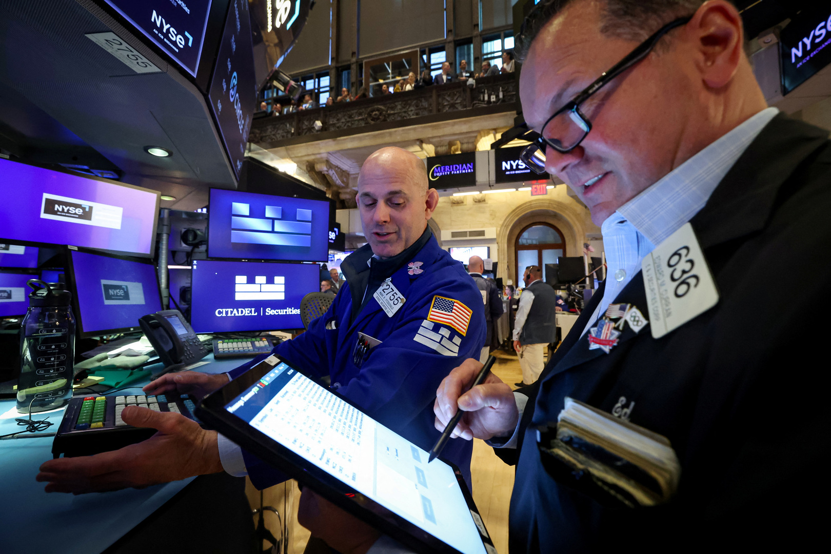Traders working on the floor of the New York Stock Exchange.